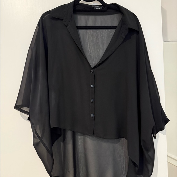 BCBGMaxAzria Black Sheer Blouse - Picture 1 of 2